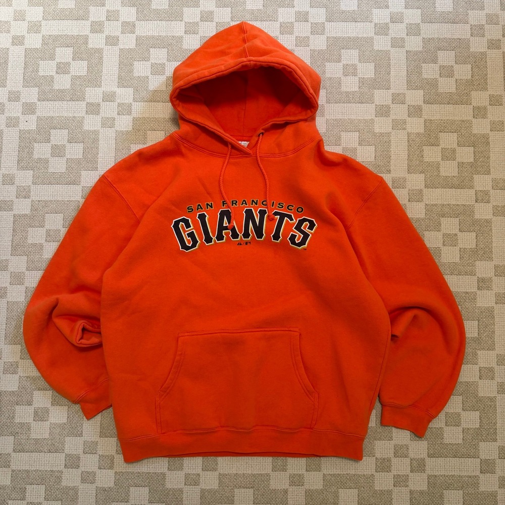 Majestic San Francisco Giants MLB Orange Hoodie Sweatshirt Mens Large Graphic